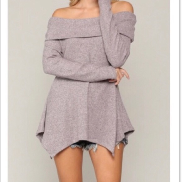 SALE!! HP!! 🎉🎉🎉Off the Shoulders Dusty Rose Sweater - Picture 6 of 7